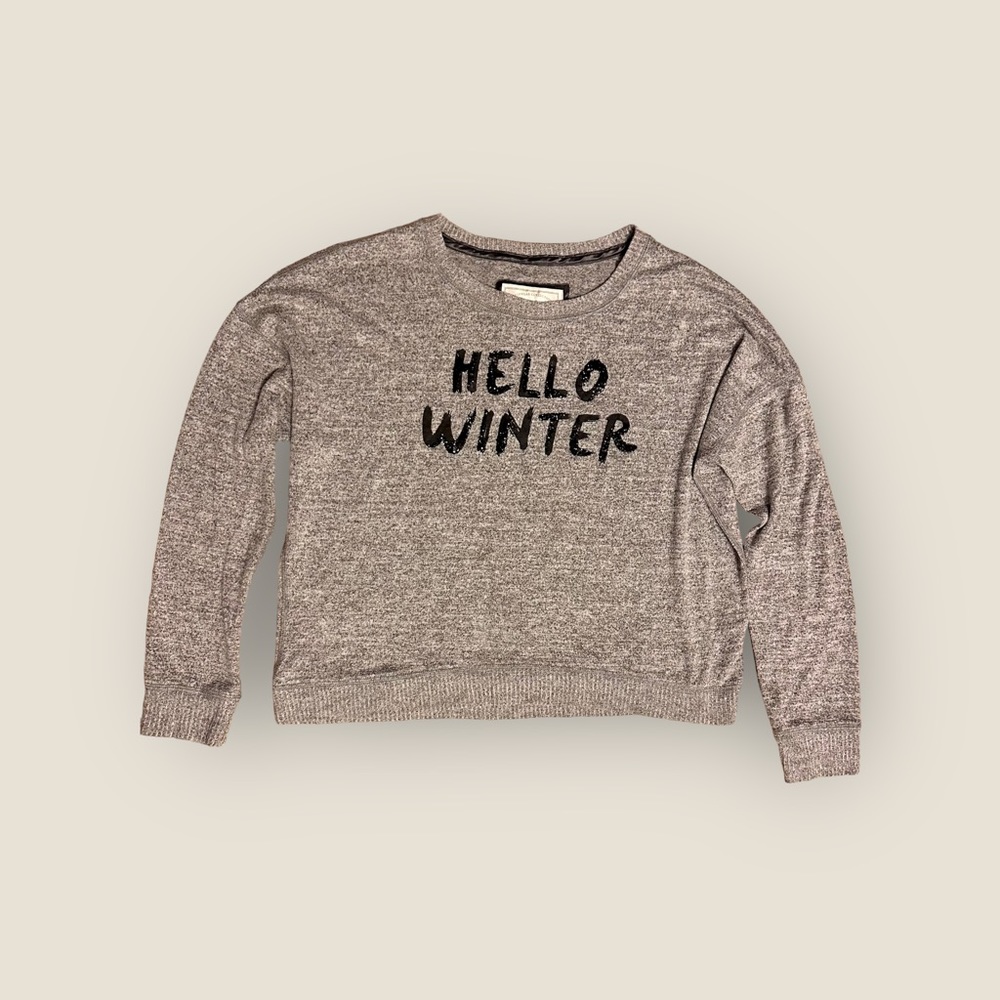 EGUC women's Abercrombie & Fitch "Hello Winter" gray sweater size Medium